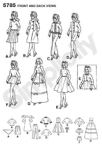 Simplicity Vintage Fashion Doll Clothing Outfits Sewing Patterns for 11.5'' Dolls - Image 2