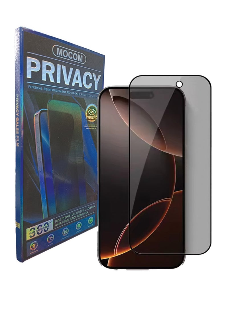 MOCOM iPhone 16 Pro Max Privacy Screen Protector [6.9 Inch] – 9H Tempered Glass, Anti-Spy, Anti-Fingerprint, Bubble-Free, Full Coverage, Case-Friendly, Ultra Tough Drop & Scratch Protection  - Image 1
