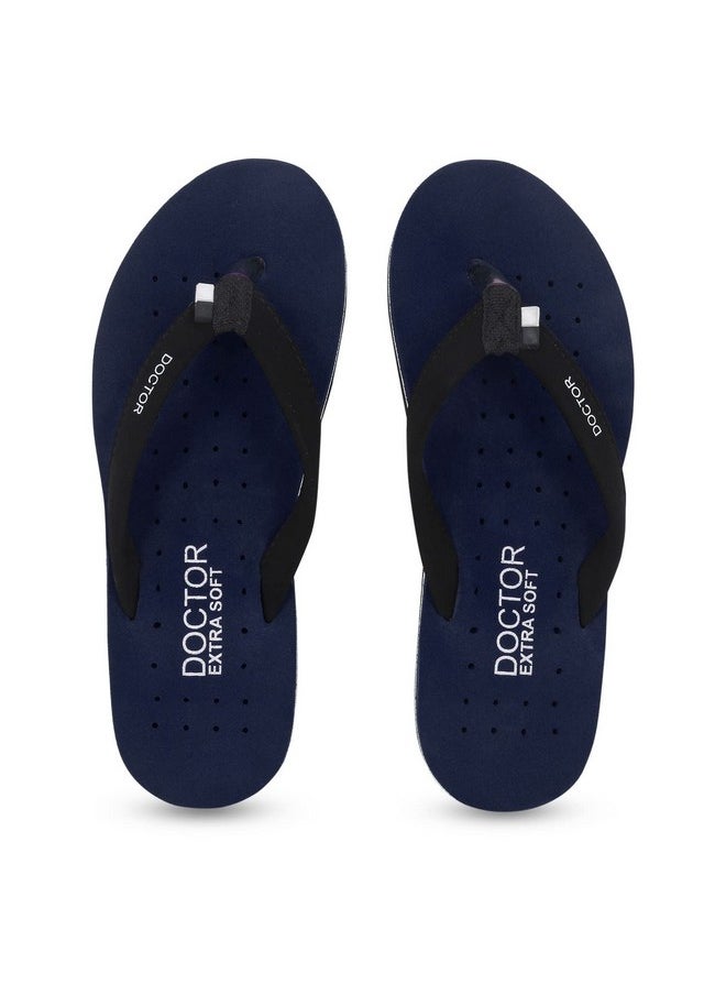 DOCTOR EXTRA SOFT - DOCTOR EXTRA SOFT House Slipper for Women's Care Dr Orthopaedic Super Comfort Fitting Flat Cushion Chappal Flip-Flop for Ladies and Girl’s OR-D-19-NAVY-9 UK - Image 1