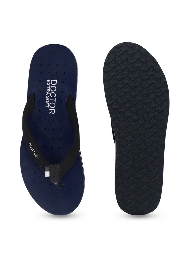 DOCTOR EXTRA SOFT - DOCTOR EXTRA SOFT House Slipper for Women's Care Dr Orthopaedic Super Comfort Fitting Flat Cushion Chappal Flip-Flop for Ladies and Girl’s OR-D-19-NAVY-9 UK - Image 1