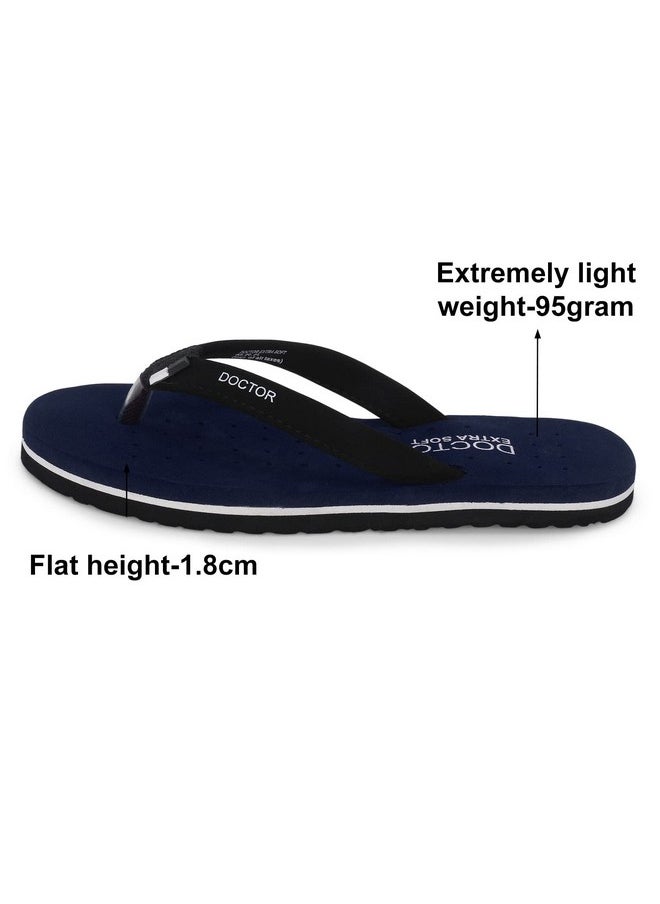 DOCTOR EXTRA SOFT - DOCTOR EXTRA SOFT House Slipper for Women's Care Dr Orthopaedic Super Comfort Fitting Flat Cushion Chappal Flip-Flop for Ladies and Girl’s OR-D-19-NAVY-9 UK - Image 1