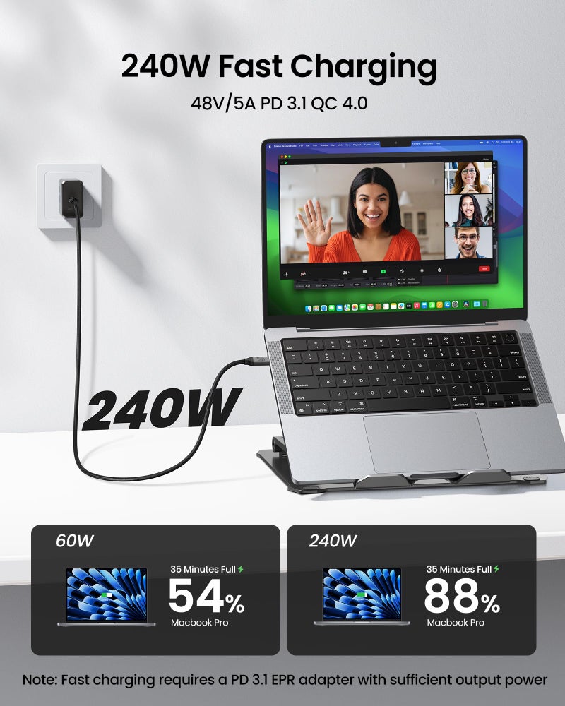 Silkland USB C Monitor Display Cable 3.3FT 4K@144Hz/60Hz, 8K USB C 3.2 Gen 2x2 Video Cable, 20Gbps Data Transfer, 240W PD Charging, Type C Compatible for iPhone 17, MacBook, CarPlay, Portable Monitor - Image 5