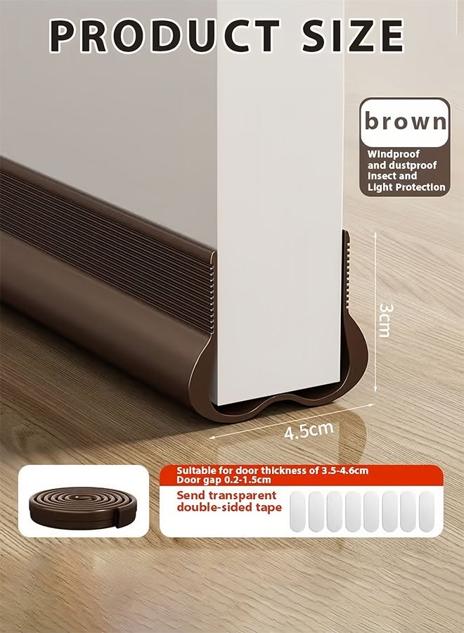 MLADEN سدادة باب بطول 190 سم، شريط مانع للتسرب من مادة PVC، شريط عازل للباب عازل للصوت وقابل للقطع، شرائط إغلاق سفلية مناسبة للأبواب الخارجية والداخلية، مقاومة للغبار، عازلة للصوت، شريط مقاوم للطقس (بني) - Image 2