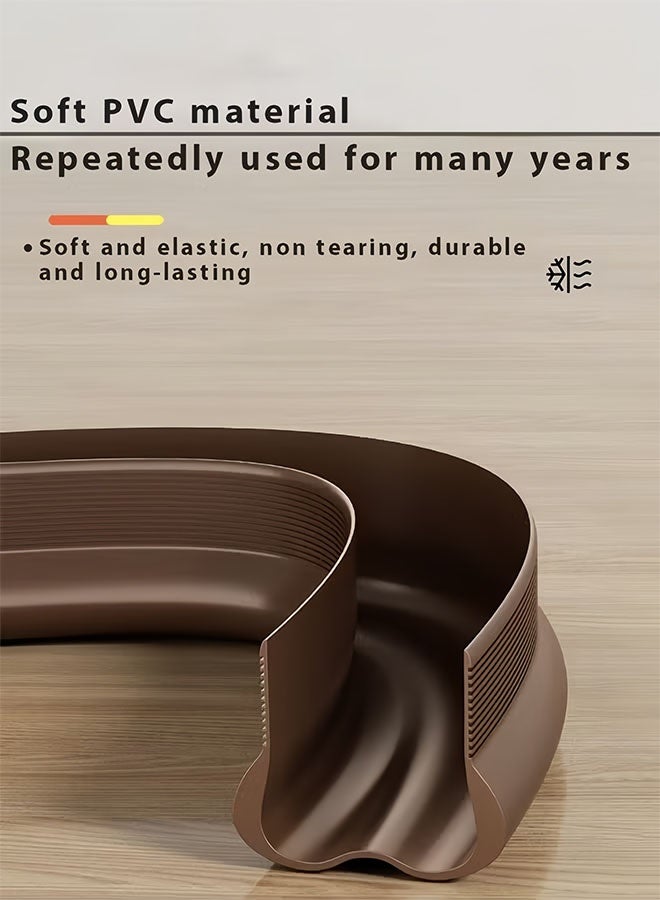 MLADEN سدادة باب بطول 190 سم، شريط مانع للتسرب من مادة PVC، شريط عازل للباب عازل للصوت وقابل للقطع، شرائط إغلاق سفلية مناسبة للأبواب الخارجية والداخلية، مقاومة للغبار، عازلة للصوت، شريط مقاوم للطقس (بني) - Image 5