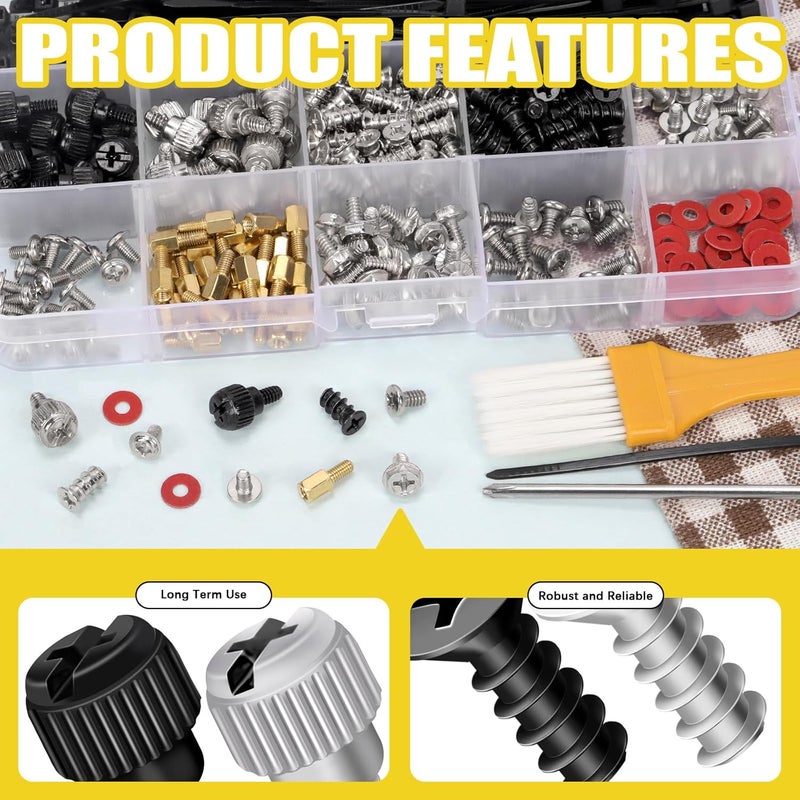 Mardatt 293Pcs Computer Screws Kit - Motherboard Standoffs for Universal PC, Laptop, HDD, SSD, Hard Drive, Case, Fan, CD-ROM - Image 3