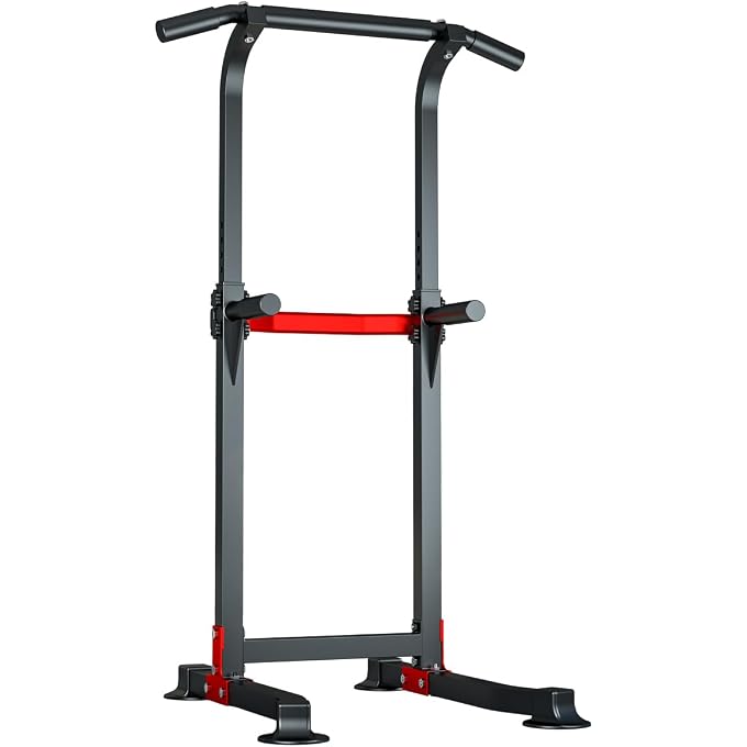 EASY BIG Power Tower Dip Station Pull Up Bar - Multi-Purpose Home Gym Equipment With Adjustable Height And Non-Slip Foot Pads - 330Lbs Capacity - Image 1