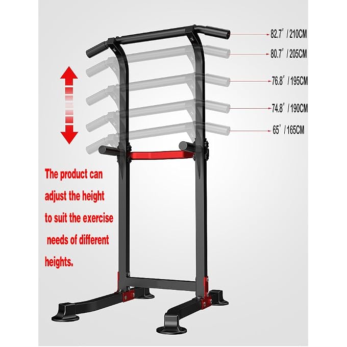 EASY BIG Power Tower Dip Station Pull Up Bar - Multi-Purpose Home Gym Equipment With Adjustable Height And Non-Slip Foot Pads - 330Lbs Capacity - Image 5