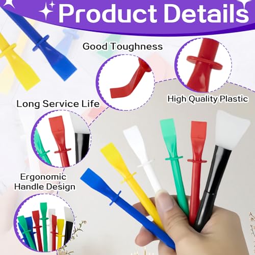 Mtuiewo 30 Pcs Silicone Glue Brush and Plastic Spreader Set, Colored Plastic Glue Applicators for Woodworking Crafts, DIY Projects, Timber, Paper and Handicrafts, Durable and Easy-to-Clean - Image 3