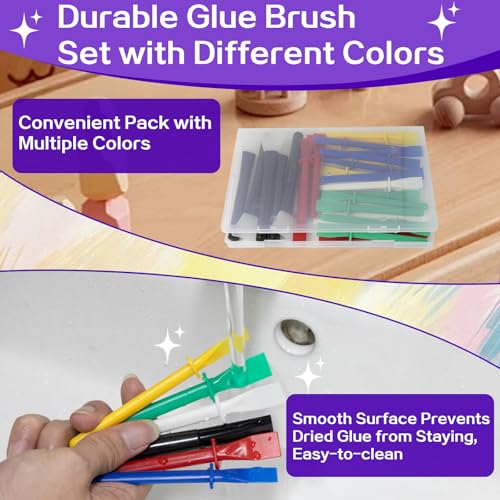 Mtuiewo 30 Pcs Silicone Glue Brush and Plastic Spreader Set, Colored Plastic Glue Applicators for Woodworking Crafts, DIY Projects, Timber, Paper and Handicrafts, Durable and Easy-to-Clean - Image 5
