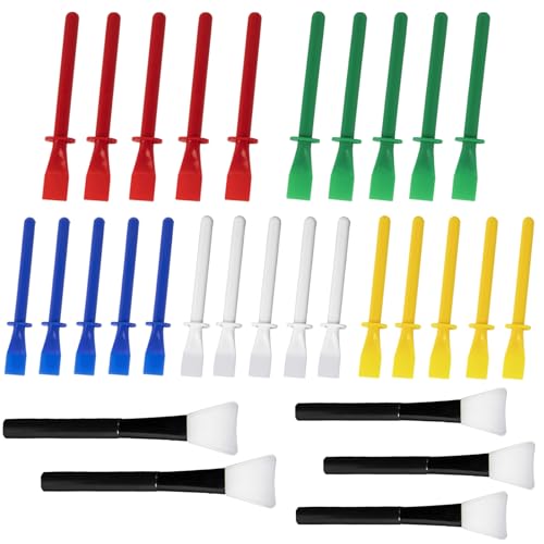 Mtuiewo 30 Pcs Silicone Glue Brush and Plastic Spreader Set, Colored Plastic Glue Applicators for Woodworking Crafts, DIY Projects, Timber, Paper and Handicrafts, Durable and Easy-to-Clean - Image 1
