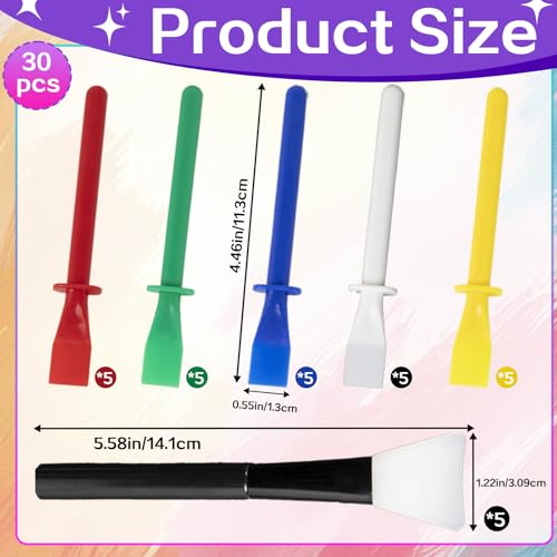 Mtuiewo 30 Pcs Silicone Glue Brush and Plastic Spreader Set, Colored Plastic Glue Applicators for Woodworking Crafts, DIY Projects, Timber, Paper and Handicrafts, Durable and Easy-to-Clean - Image 2