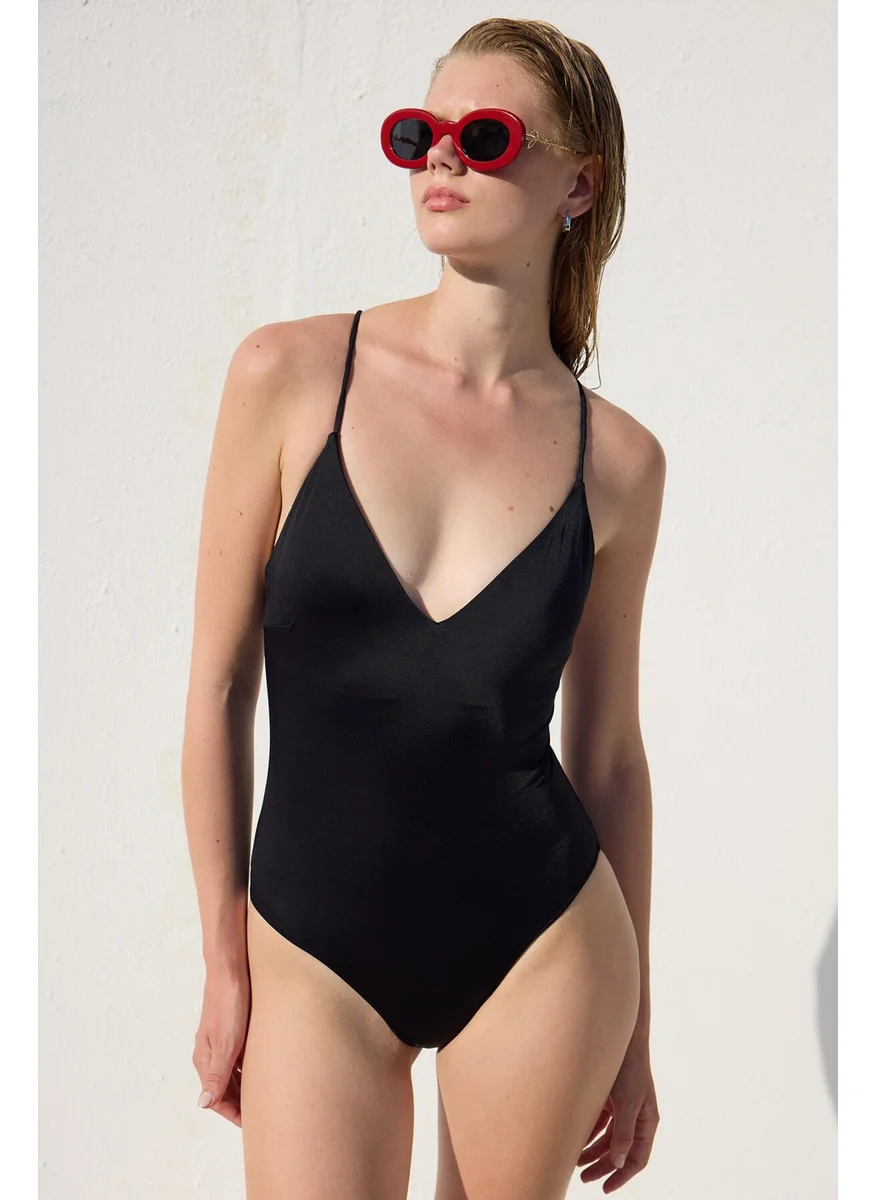 Manuka Cross Strap Swimsuit Black