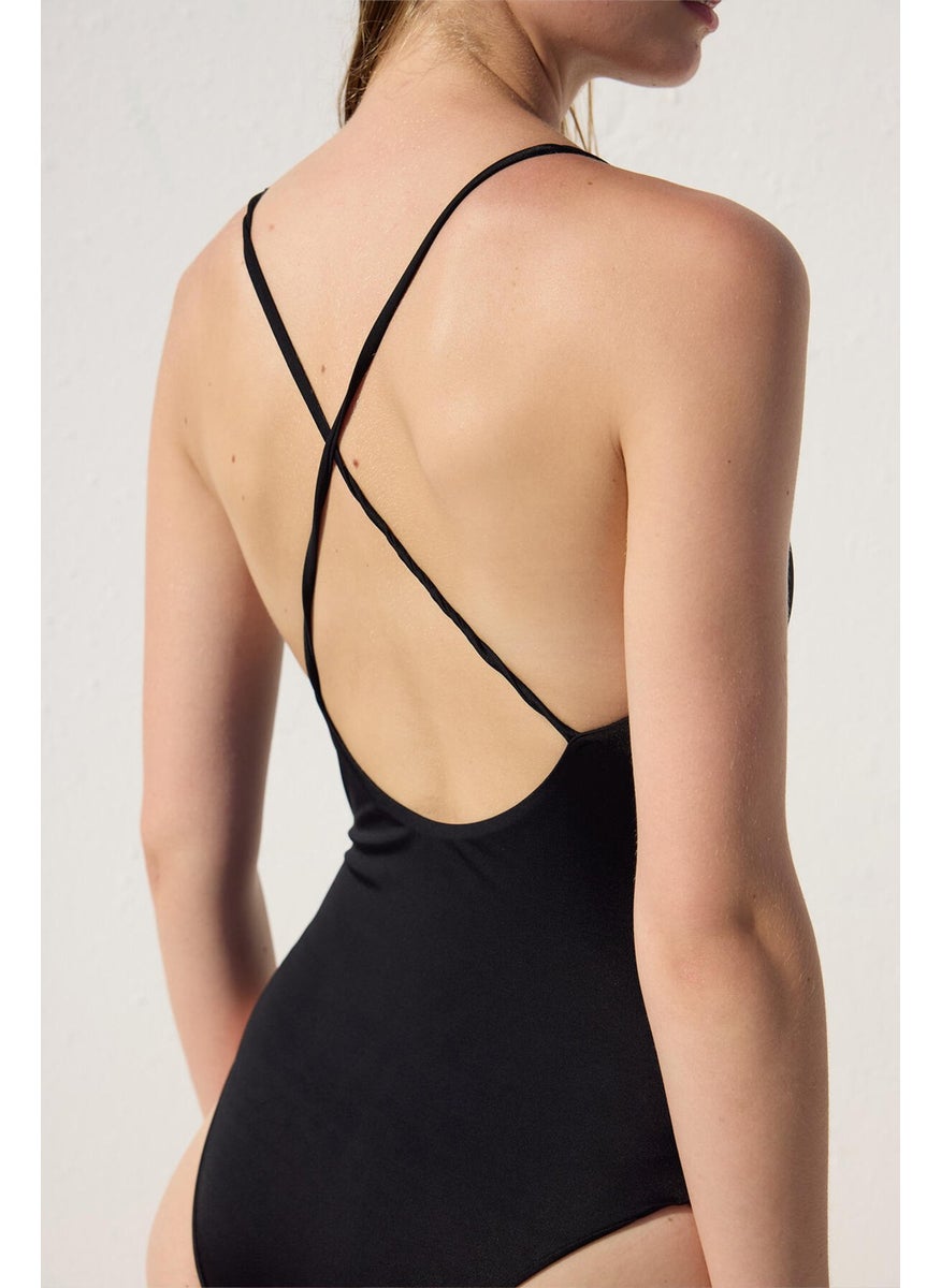 Manuka - Cross Strap Swimsuit Black - Image 1
