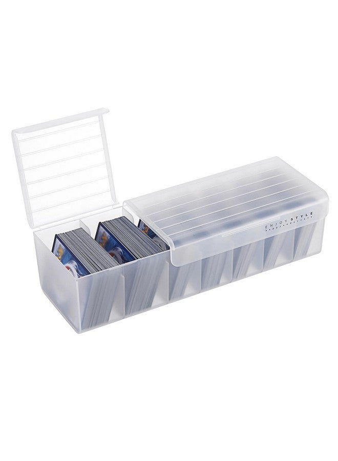 OwnMy Plastic Card Storage Box Plastic Card Storage Case, Clear Plastic Trading Card Storage Box Sports Card Storage Box Organizer with Dividers, White - Image 1