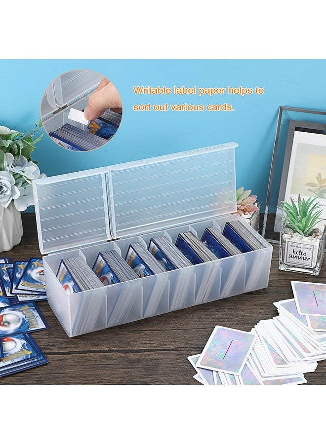 OwnMy Plastic Card Storage Box Plastic Card Storage Case, Clear Plastic Trading Card Storage Box Sports Card Storage Box Organizer with Dividers, White - Image 2