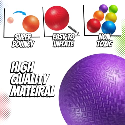 Playbolt 7inch Dodgeballs For Kids Adults 6 Pack Rubber Kickball Playground Four Square Balls With Pump Colorful Indoor Or Outdoor Play Sports Balls For School PE Class Recess Backyard Game - Image 5