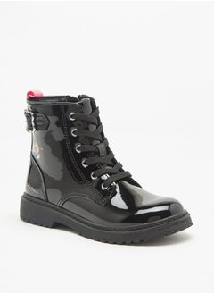 Disney Minnie Mouse Print Ankle Boots with Lace-Up Closure  - Image 1