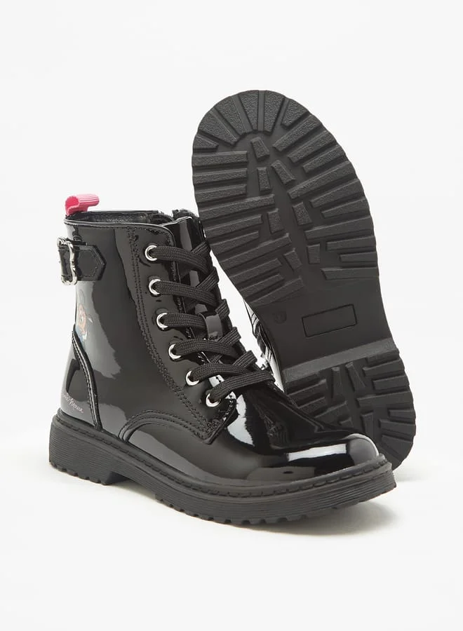 ديزني Minnie Mouse Print Ankle Boots with Lace-Up Closure