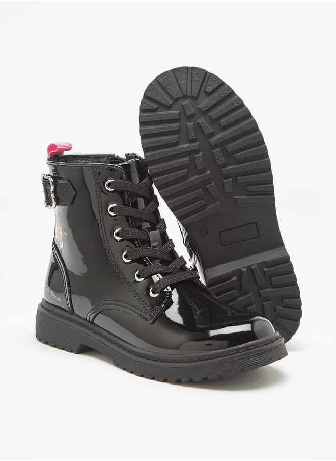 Disney - Minnie Mouse Print Ankle Boots with Lace-Up Closure - Image 1