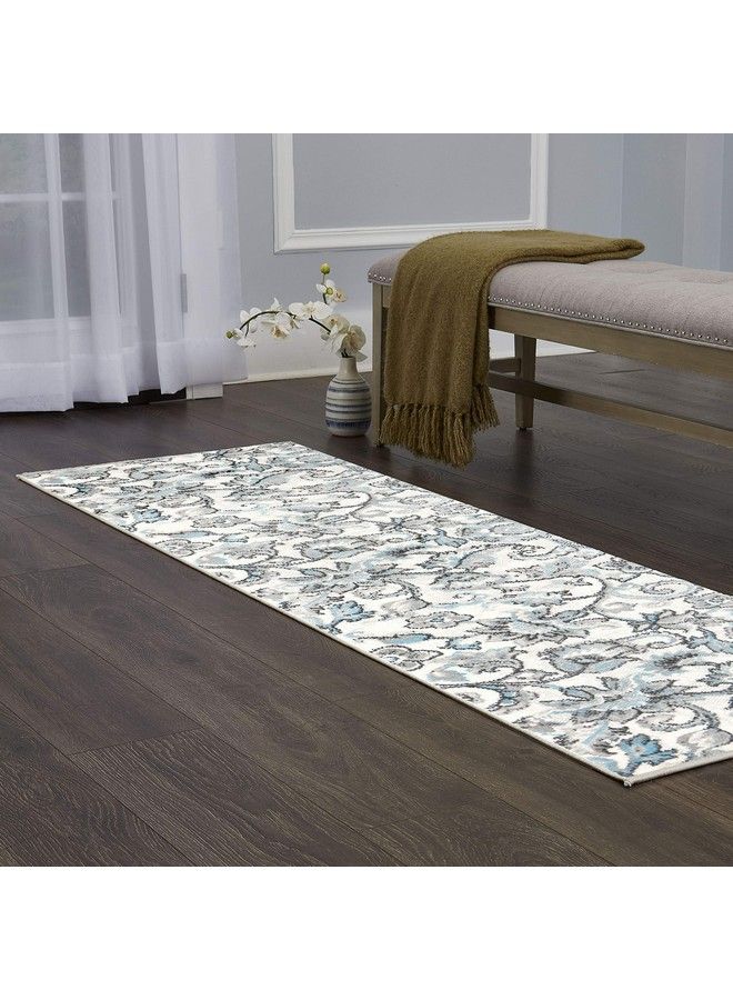 Home Dynamix سجادة Boho Odesa Runner مقاس 1'6"X7'2" Ikat Ivory Blue - Image 1