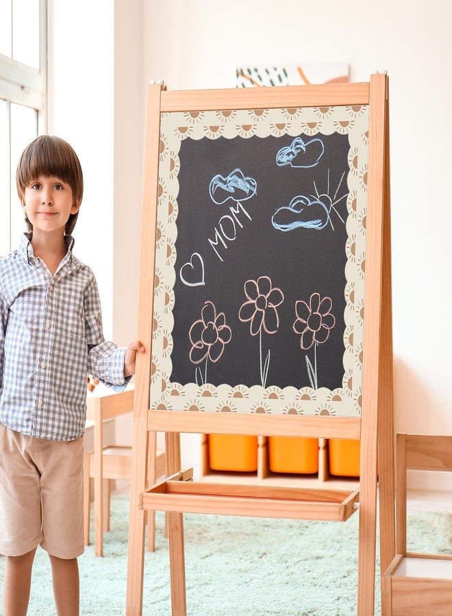 Whaline 196.8ft Modern Boho Bulletin Board Borders Rainbow Sun Flower Die-Cut Bulletin Board Stripes Boho Rolled Trim Borders for Back to School Classroom Office Chalkboard Decoration, 6 Rolls - Image 5