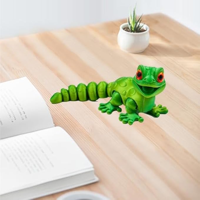 ARROMI 3D Printed Lizard, 13.8cm Yellow-Green 3D Printed Gecko, Flexible Articulated Design for Stress Relief, Home and Office Decor, Unique Gift Perfect for Giving to Friends - Image 4