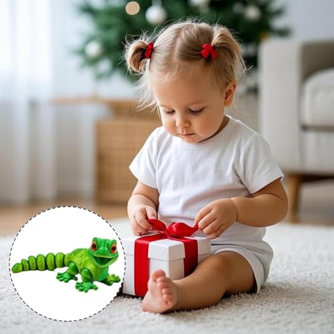 ARROMI 3D Printed Lizard, 13.8cm Yellow-Green 3D Printed Gecko, Flexible Articulated Design for Stress Relief, Home and Office Decor, Unique Gift Perfect for Giving to Friends - Image 5