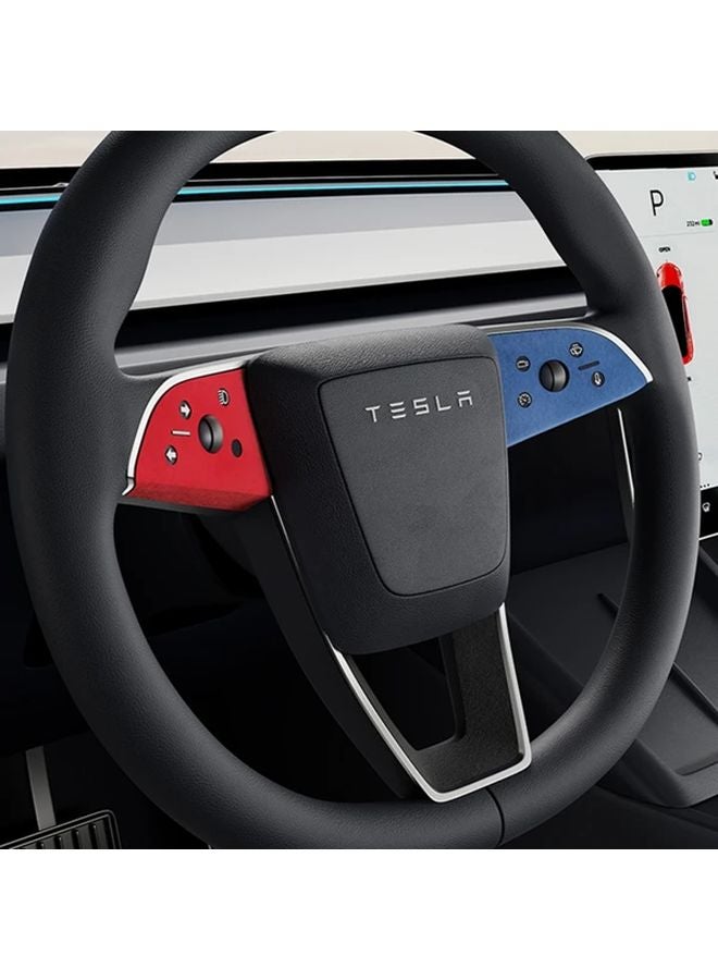 غطاية عجلة قيادة Tesla Model 3 Y ملصق مضاد للخدوش أسود أبيض أحمر - Image 2