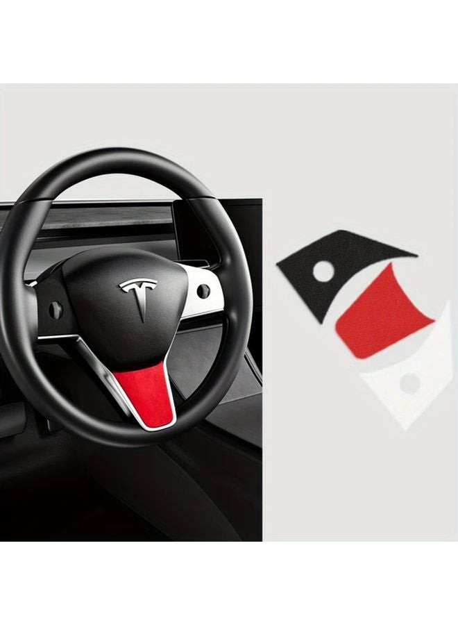 غطاية عجلة قيادة Tesla Model 3 Y ملصق مضاد للخدوش أسود أبيض أحمر - Image 1