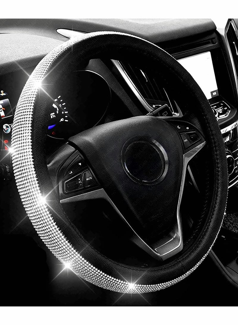 Sparkling Crystal Rhinestone Leather Steering Wheel Cover for a Stylish Drive - Image 1