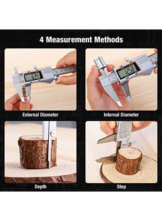 Digital Caliper 6 inch 150mm Micrometer Caliper Digital Caliper All Stainless Steel Electronic Diameter Measuring Tool with Large LCD Screen for Household/Jewelers/DIY - Image 5