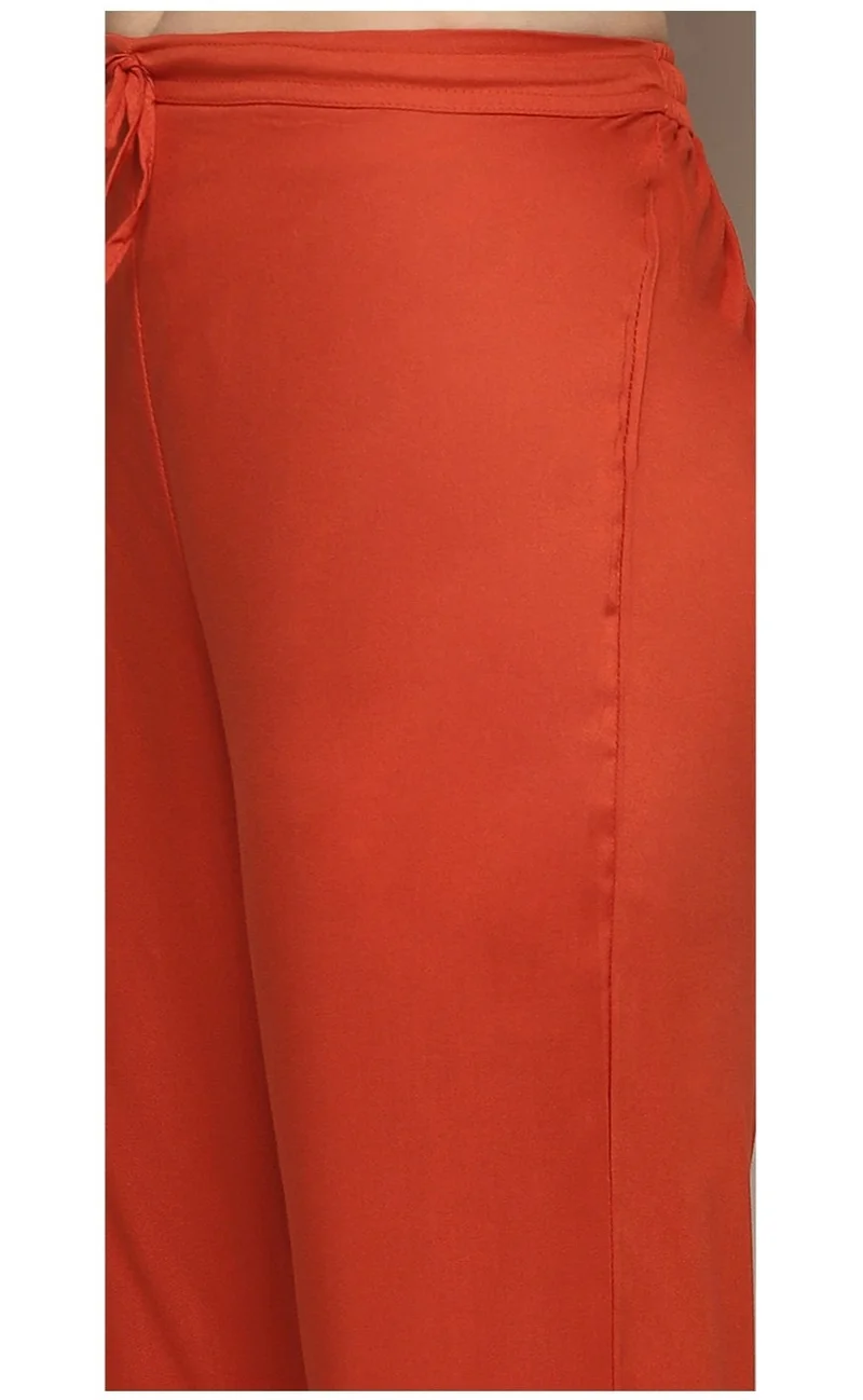 Biba  Brick Red Polyester Straight Suit Set for Women | Best Price UAE