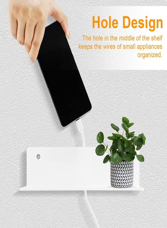 luium 9 Inch Acrylic Floating Shelf No Drill Adhesive Wall Shelf Set of 4 for Funko Pop Storage, Floating Shelves Damage-Free Expand Wall Space for Living Room, Bathroom, Gaming Room, Office - White - Image 4