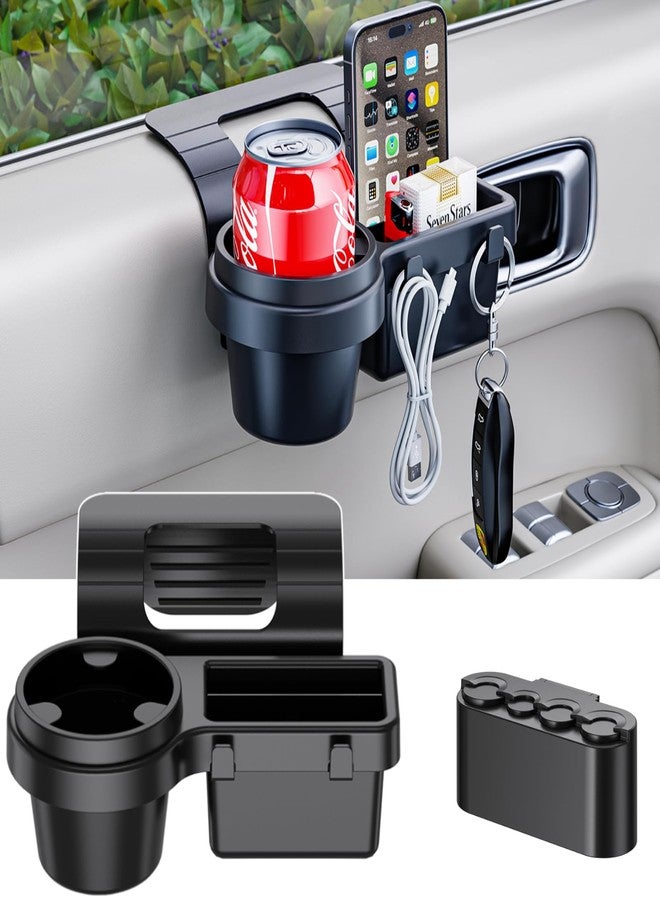 Qlhshop Extra Hanging Car Door Window Cup Holder with Storage Organizer Tray | Coin Holder Change Organizer Fits Most Vehicles, Trucks Interior Accessories - Black, 2 Pack - Image 1