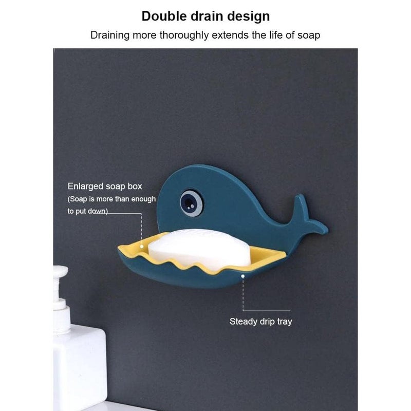 QXORE Non-Drill Magic Sticker Self Adhesive Soap Holder for Bathroom/Soap Case/Soap Dish/Soap Box/Soap Stand for Sink for Travel Camping with Removable Drain Tray (4 Pack Fish Soap Dish) - Image 4