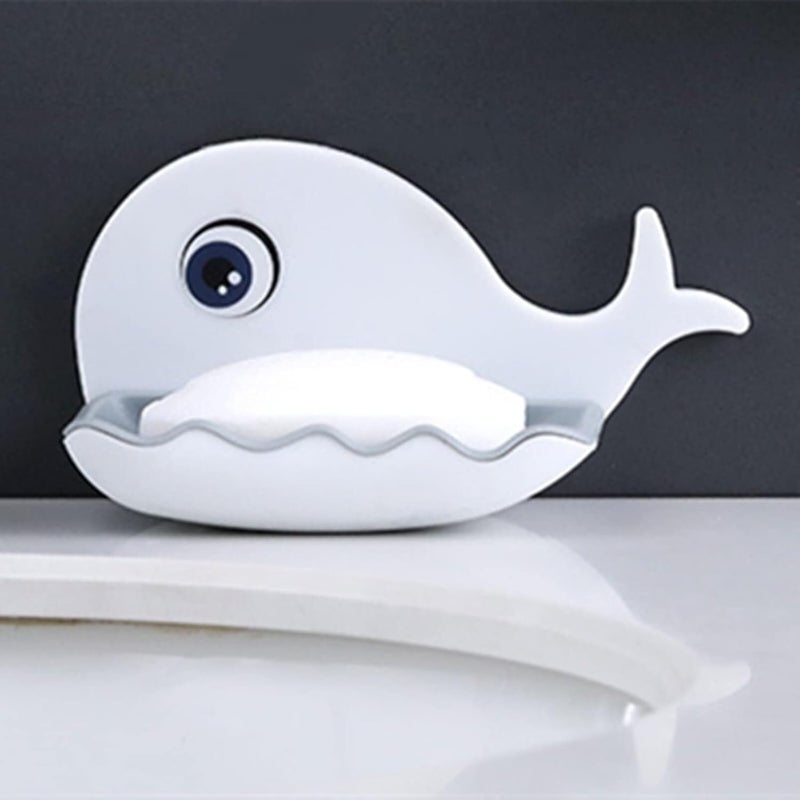 QXORE Non-Drill Magic Sticker Self Adhesive Soap Holder for Bathroom/Soap Case/Soap Dish/Soap Box/Soap Stand for Sink for Travel Camping with Removable Drain Tray (4 Pack Fish Soap Dish) - Image 5