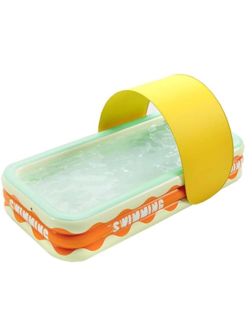 AUTOYSUR Inflatable Swimming Pool for Kids and Adults with Shade Sail, Thickened Blow Up Family Swimming Kiddie Pool for Garden, Backyard, Family Summer Water Part (Swimming pool+Sun Shade) - Image 1