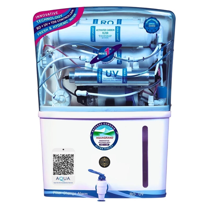 Heera Aquafix Heera Aquafix Aqua Grand RO Water Purifier White ROUVpH Balance 7 Stages 12L CopperZincMinerals Suitable for Borwell Tanker Municipal Water  - Image 1