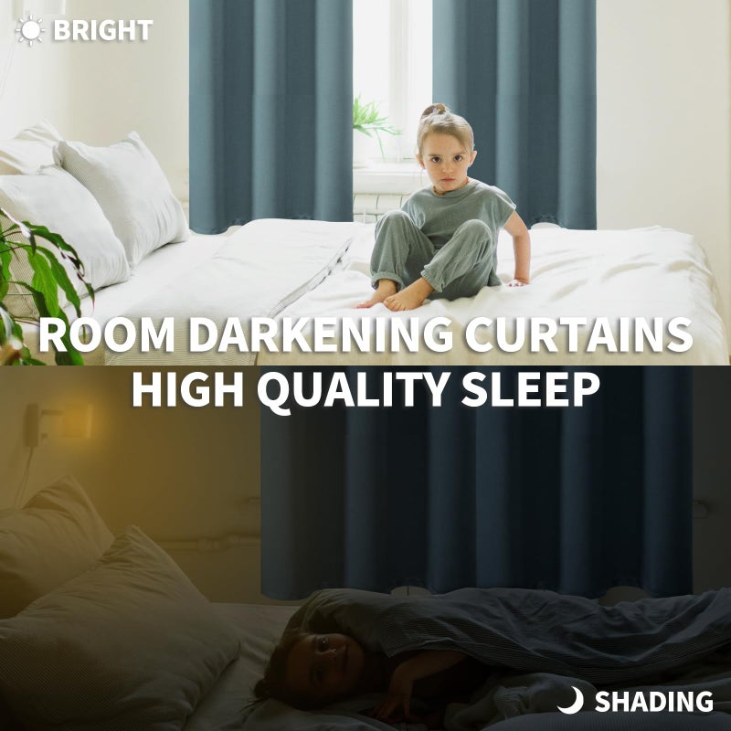 BGment Room Darkening Curtains 45 Inches Long - Grommet Thermal Insulated Drapes Window Treatment Curtains for Bedroom, 2 Panels, 38 x 45 Inch, Stone Blue - Image 4