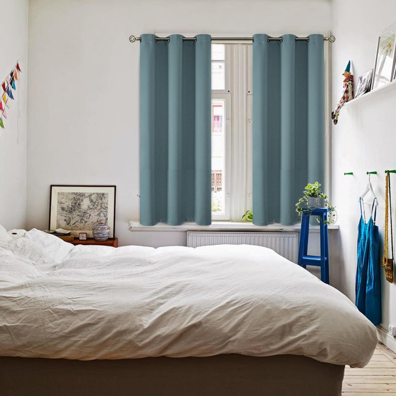 BGment Room Darkening Curtains 45 Inches Long - Grommet Thermal Insulated Drapes Window Treatment Curtains for Bedroom, 2 Panels, 38 x 45 Inch, Stone Blue - Image 2