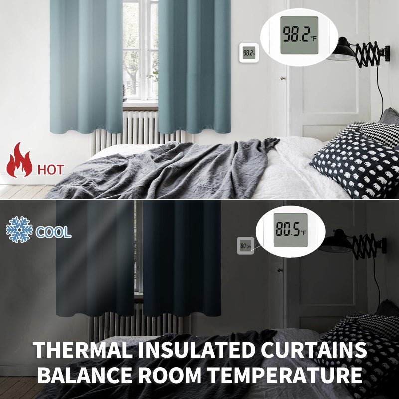 BGment Room Darkening Curtains 45 Inches Long - Grommet Thermal Insulated Drapes Window Treatment Curtains for Bedroom, 2 Panels, 38 x 45 Inch, Stone Blue - Image 3