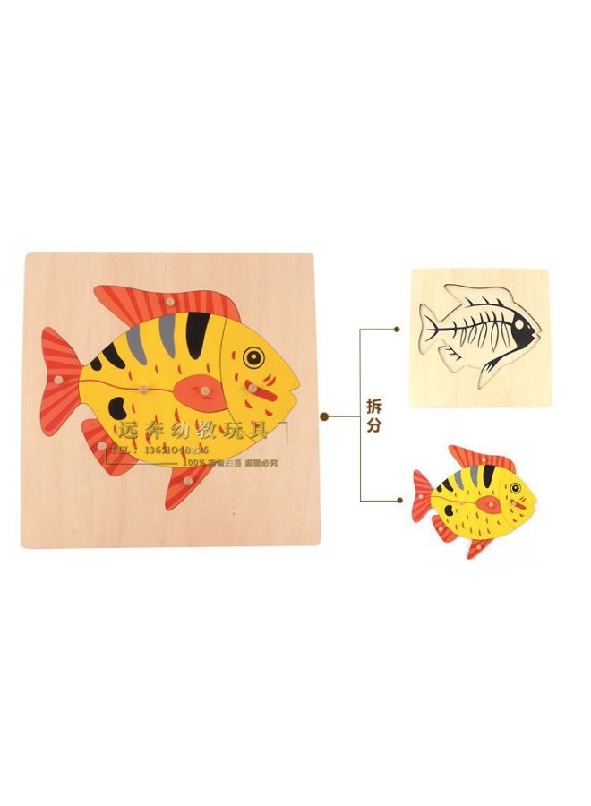 Animal And Plant Panel Montessori Wooden Puzzle Puzzle Hand Scratching Board Wooden Early Education Kidsren's Educational Toys Teaching Aids - Image 2