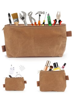 Excefore EXCEFORE 3 Pack Canvas Zipper Pouch, Multipurpose Water Resistant Storage Pouches, Heavy Duty 16OZ Waxed Canvas Mini Zipper Bag Pouch, for Travel DIY Craft School, three sizes  - Image 3