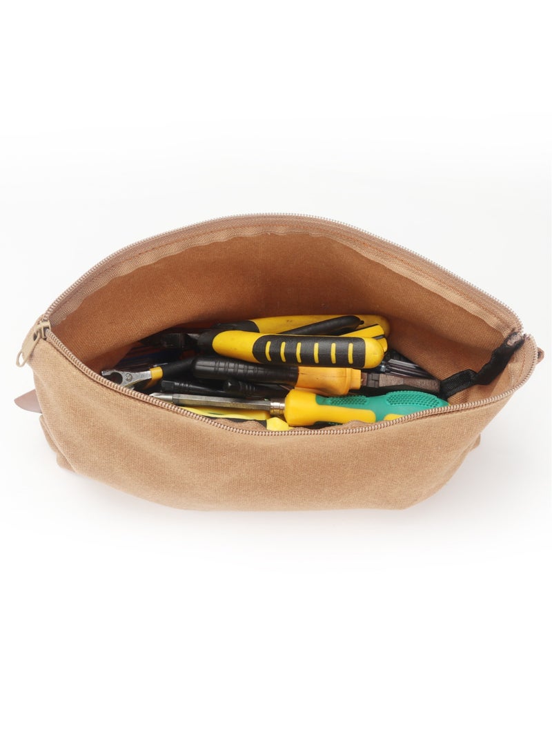 Excefore - EXCEFORE 3 Pack Canvas Zipper Pouch, Multipurpose Water Resistant Storage Pouches, Heavy Duty 16OZ Waxed Canvas Mini Zipper Bag Pouch, for Travel DIY Craft School, three sizes - Image 1