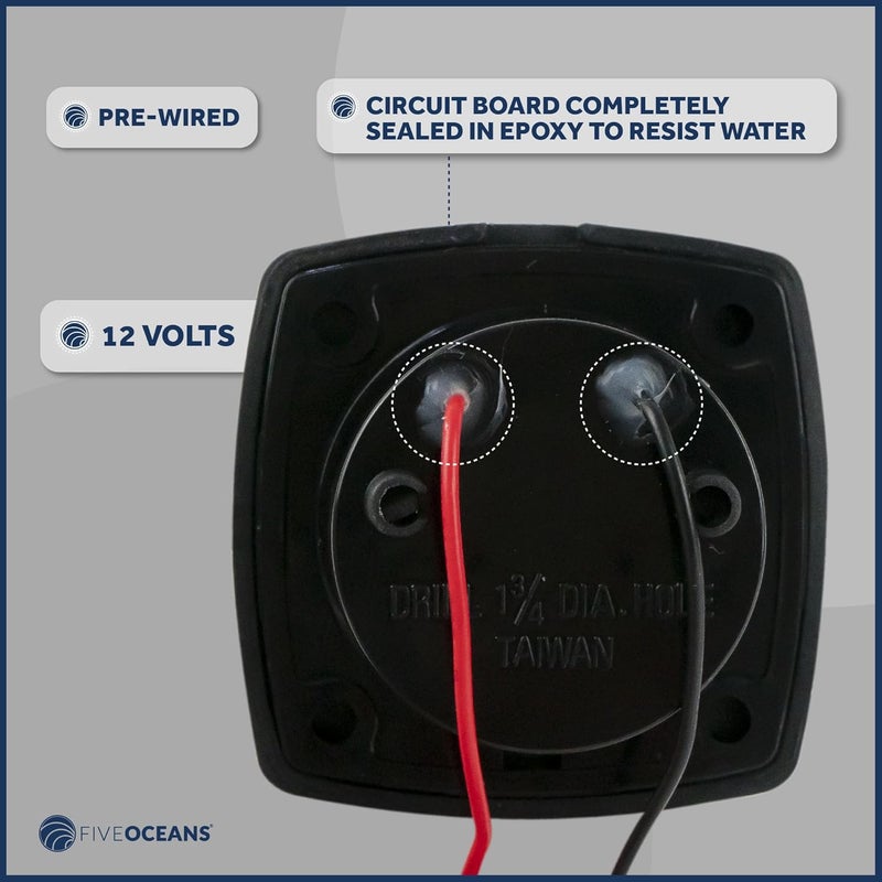Five Oceans 2-1/4-Inch Square Companion Light, Cool White LED, Black Housing, Marine Courtesy Lights for Interior, Deck, Cockpit, Pontoon, Bass Boat, Yacht, Sailboat, RVs, Caravan - FO2313 - Image 3