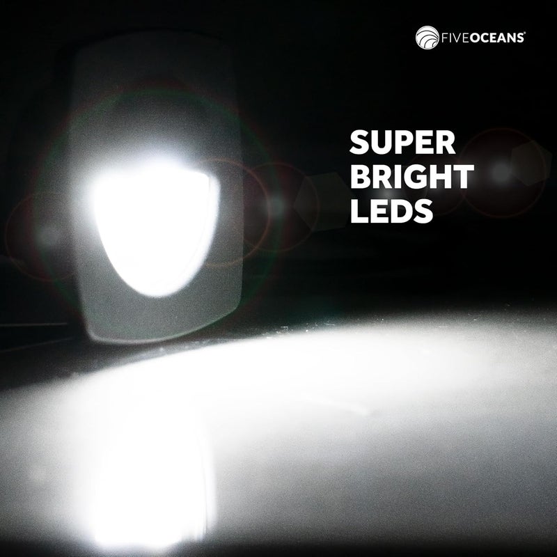 Five Oceans 2-1/4-Inch Square Companion Light, Cool White LED, Black Housing, Marine Courtesy Lights for Interior, Deck, Cockpit, Pontoon, Bass Boat, Yacht, Sailboat, RVs, Caravan - FO2313 - Image 5