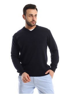 Andora V-Neck Navy Blue Long Sleeves Pullover  - Image 2