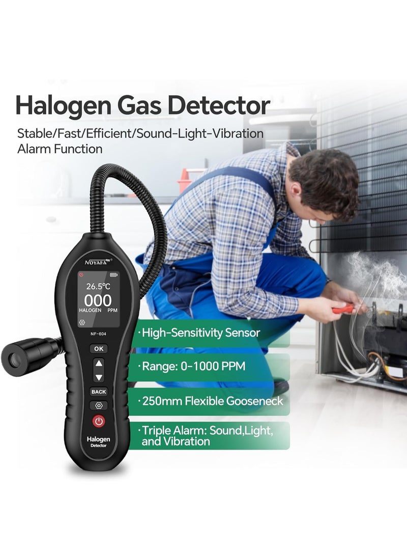 NOYAFA Halogen Gas Detector Air Condition Refrigerant Leak Detector 0-1000ppm Halogen Freon Leak Detector HVAC CFCs HCFCs HFCS R12 R22 R134a R410a with 25cm Probe High Sensitivity 3 Alarm Types  - Image 1