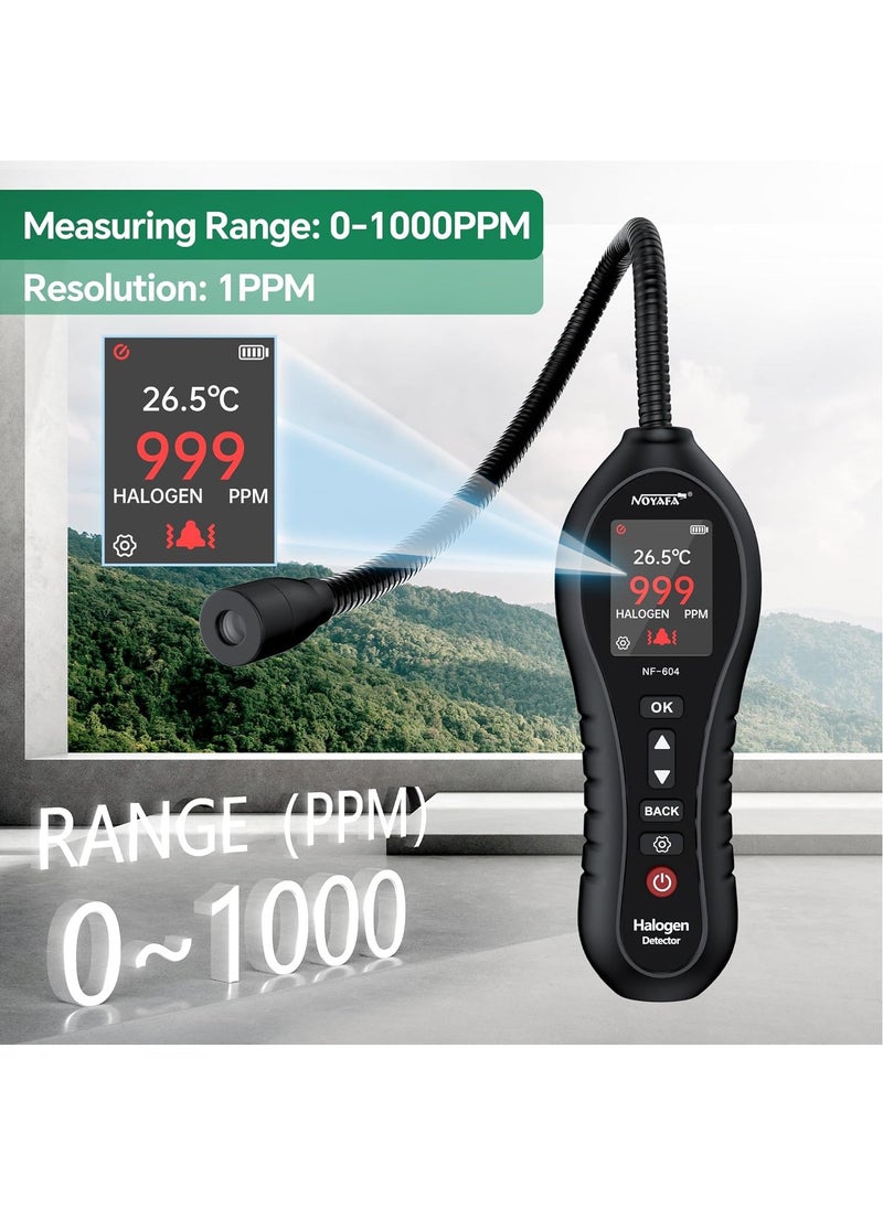 NOYAFA Halogen Gas Detector Air Condition Refrigerant Leak Detector 0-1000ppm Halogen Freon Leak Detector HVAC CFCs HCFCs HFCS R12 R22 R134a R410a with 25cm Probe High Sensitivity 3 Alarm Types  - Image 2