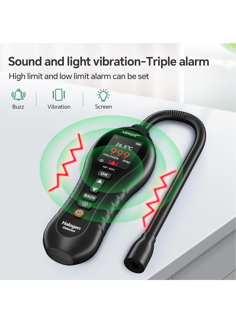 NOYAFA Halogen Gas Detector Air Condition Refrigerant Leak Detector 0-1000ppm Halogen Freon Leak Detector HVAC CFCs HCFCs HFCS R12 R22 R134a R410a with 25cm Probe High Sensitivity 3 Alarm Types  - Image 3